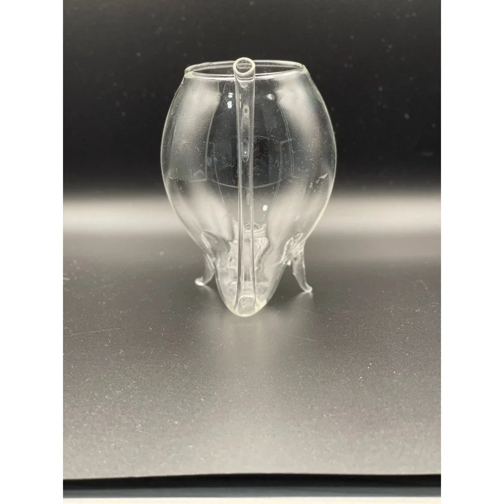 Vampire Port Sipper Glass with‎ Built-in Straw Tripod Footed Clear Glass 4.5